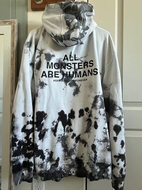 Tie-Dye Pullover Hoodie by Assholes Live Forever “All Monsters Are Humans”
